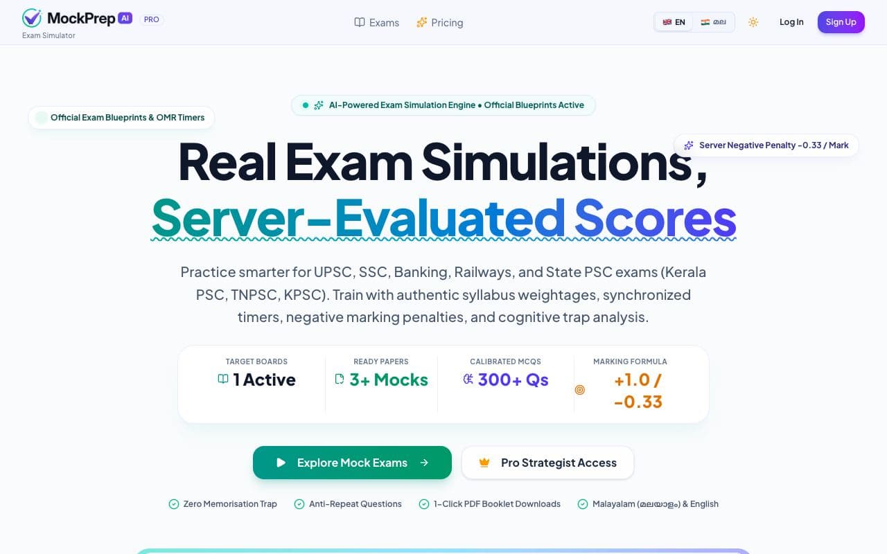 MockPrepAI home page